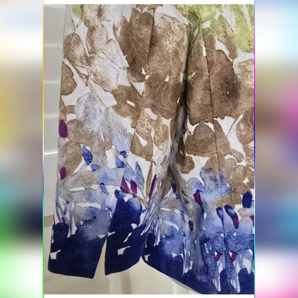 Coldwater Creek Floral Print Blazer 3/4 Sleeves Green Brown Blue Size 16 EUC - Picture 4 of 9